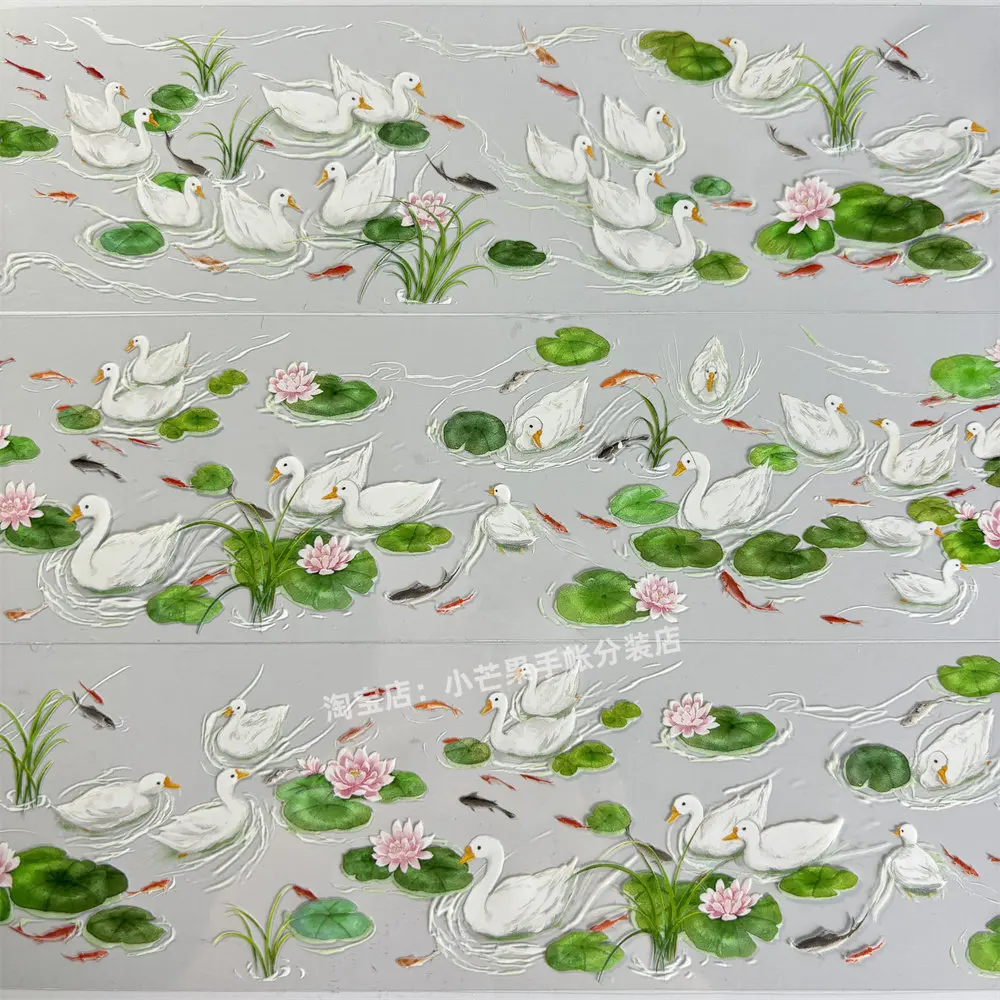 

Swan Lotus Koi Decorative Stickers for Scrapbook DIY Phone Case Laptop Journal Craftwashi pet tape