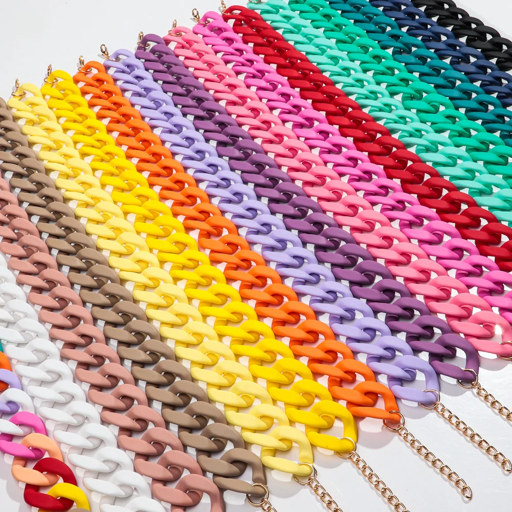 Neue Bunte Matte Acryl Breite Kette Choker Halsketten für Frauen Aussage Böhmischen Harz Chunky Kragen Halskette Mode Schmuck – Detail 11