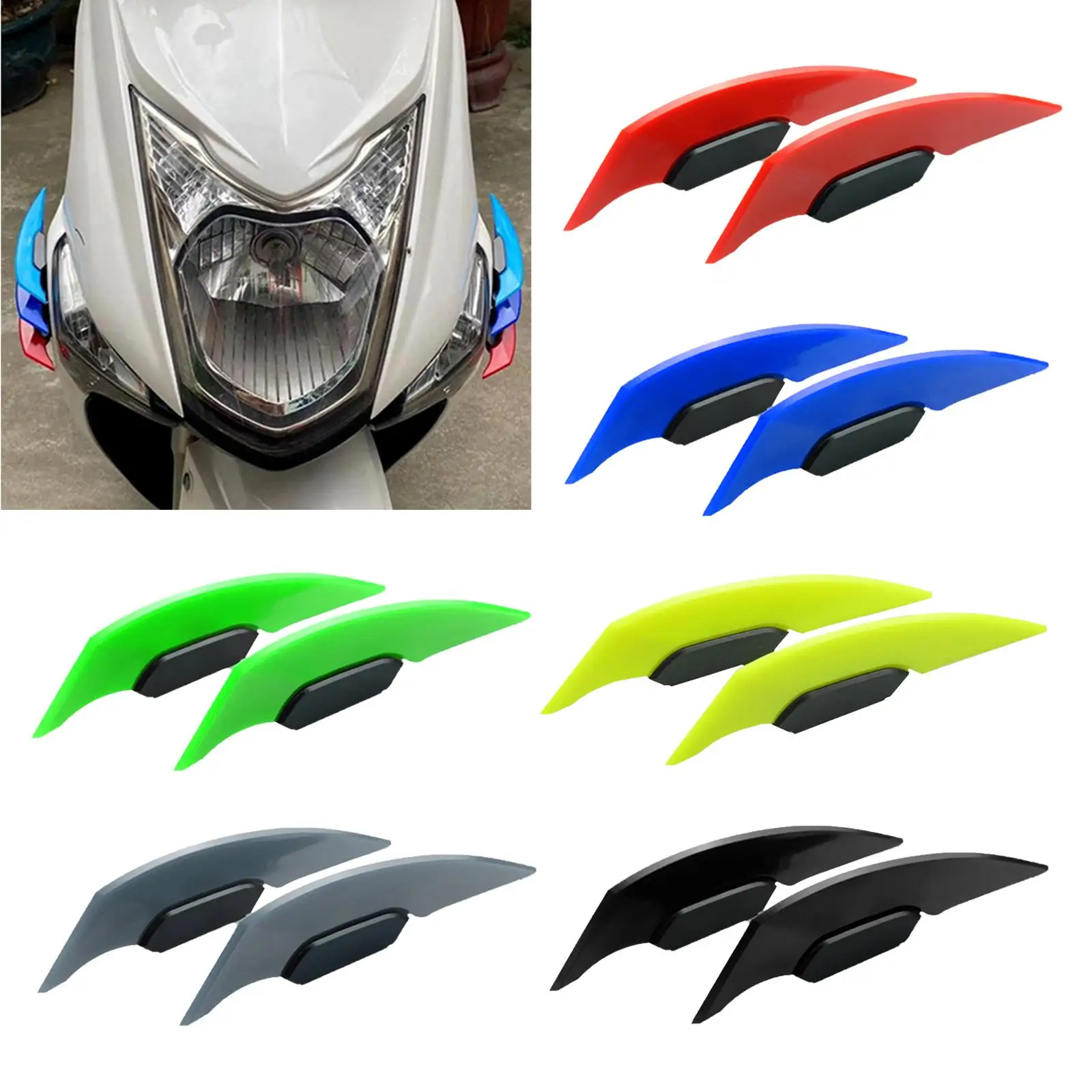 2x Motorcycle Winglets Fairing Side Spoiler Fixed Wind Wing Stickers Fit for Most Scooters Electric Motorcycles Motorcycle