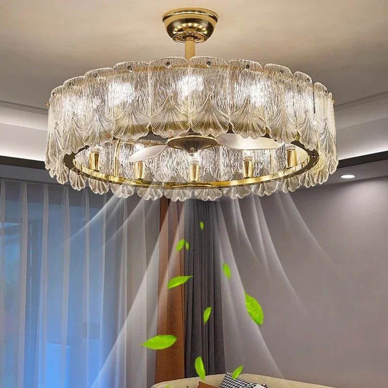 2026 Nordic Luxury Crystal LED Ceiling Light Modern Fan Chandelier for Living Room Bedroom Dining Room Home Interior Decor