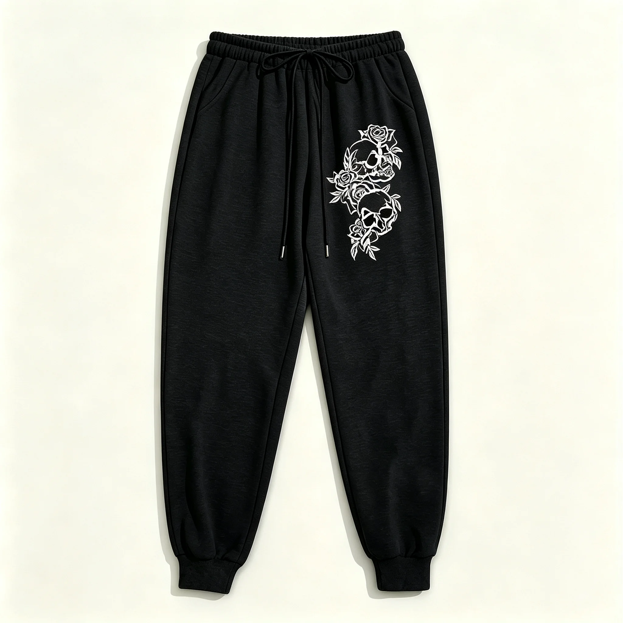 Men Skull Graphic Print Jogger Pants Drawstring Waist Sweatpants Spring Autumn Casual Streetwear Outdoor Fitness Sports Trousers
