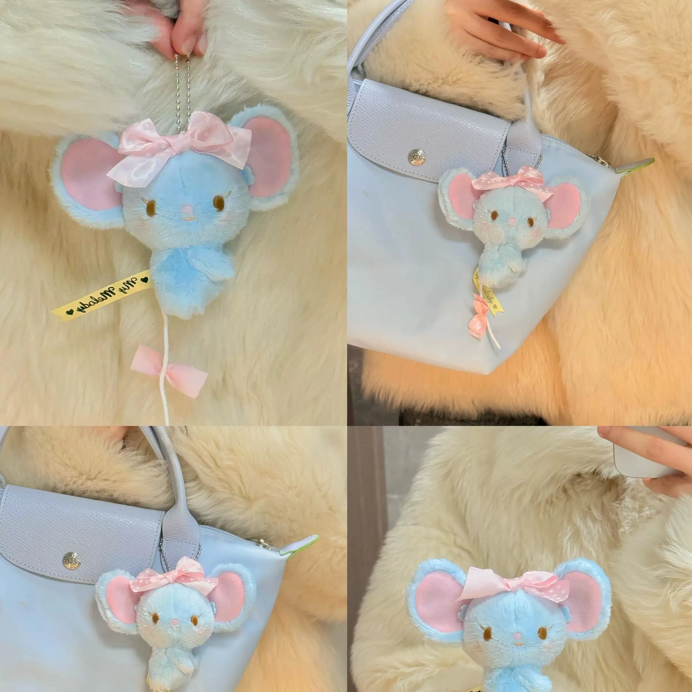 LLavero de juguetes de peluche Melody Friends, ardilla plana, ratón, muñeco de peluche, mochila de dibujos animados Kawaii, abalorio, regalos de cumpleaños