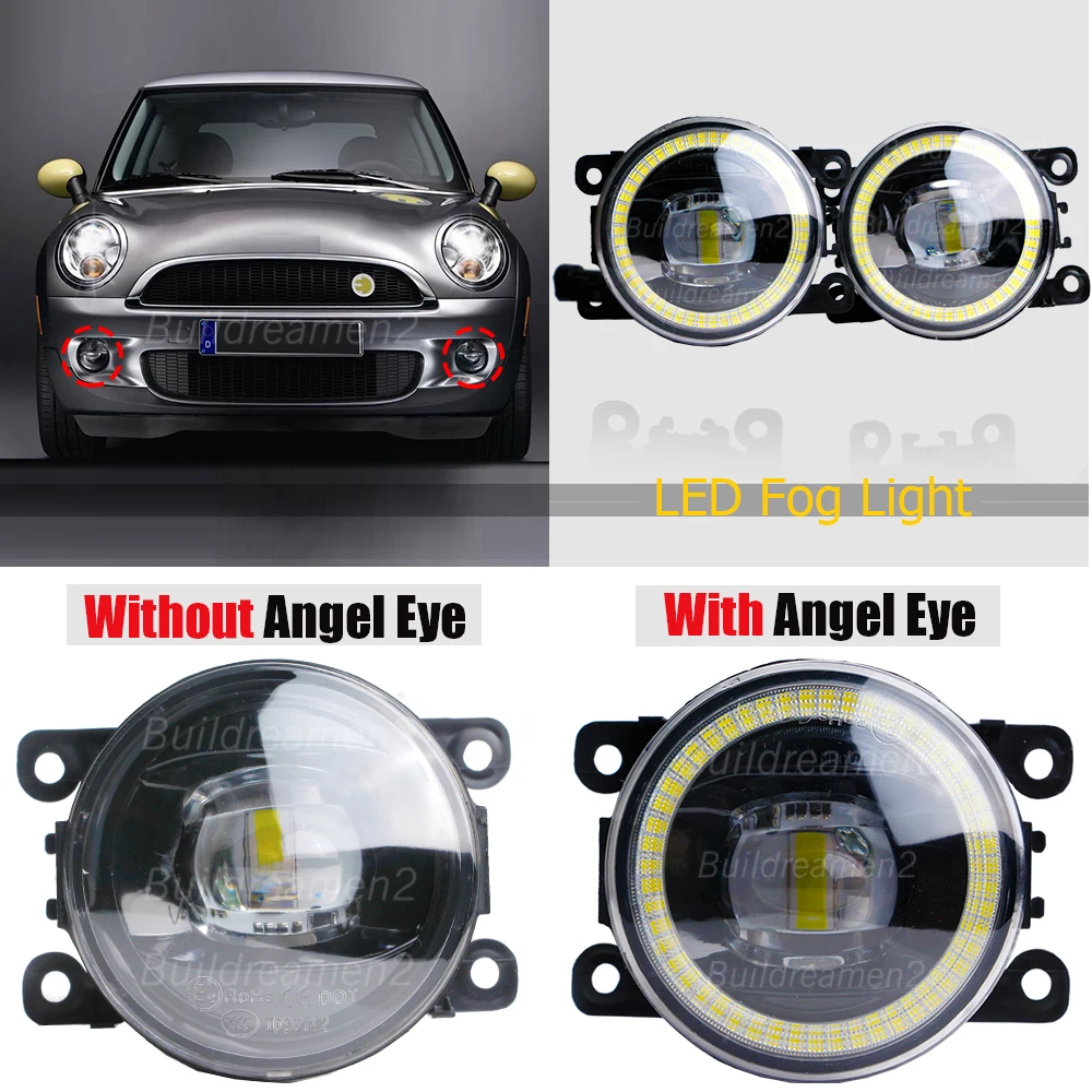 2 X Truck LED Fog Light Angel Eye DRL Daytime Running Lamp For Changan Hunter Kaicene F70 Fiat Titano Peugeot Landtrek 2019-2022