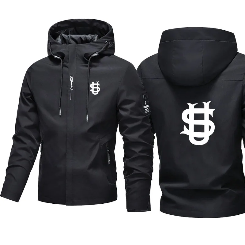 

2026 Spring New Style Classic Men's Casual Jacket, Outdoor Daily Sports Slim-Fitting Fashion Print Zipper Hooded Jacket