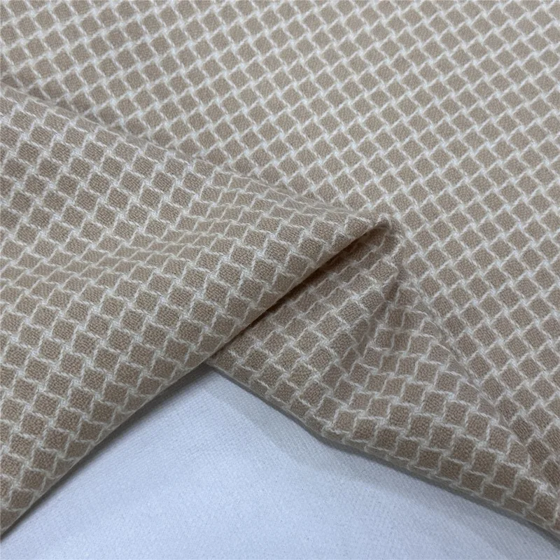 Vintage Light Beige Thickened Wool Tweed Fabric Suit Blazer Jacket Tablecloth Designer Fashion DIY Sewing Craft Material Apparel