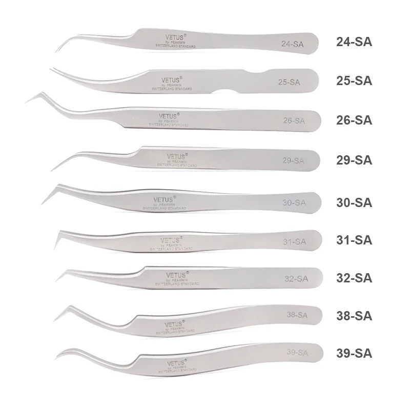 VETUS SA Best Eyelash Tweezers High Precision 3D/6D Volume Eyelash Extension Tweezer Excellent Closure Best Quality Fan Tweezer