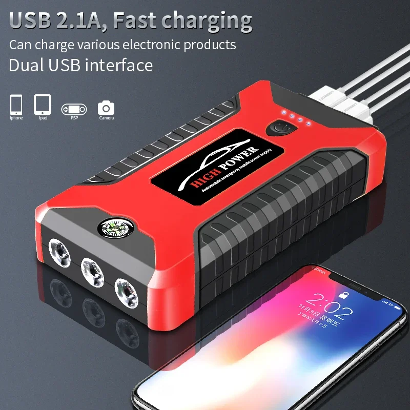 600A 12V Portable Car Jump Starter Power Bank 99800mAh Emergency Start-up Charger for Cars Booster Battery Quick Starting Device