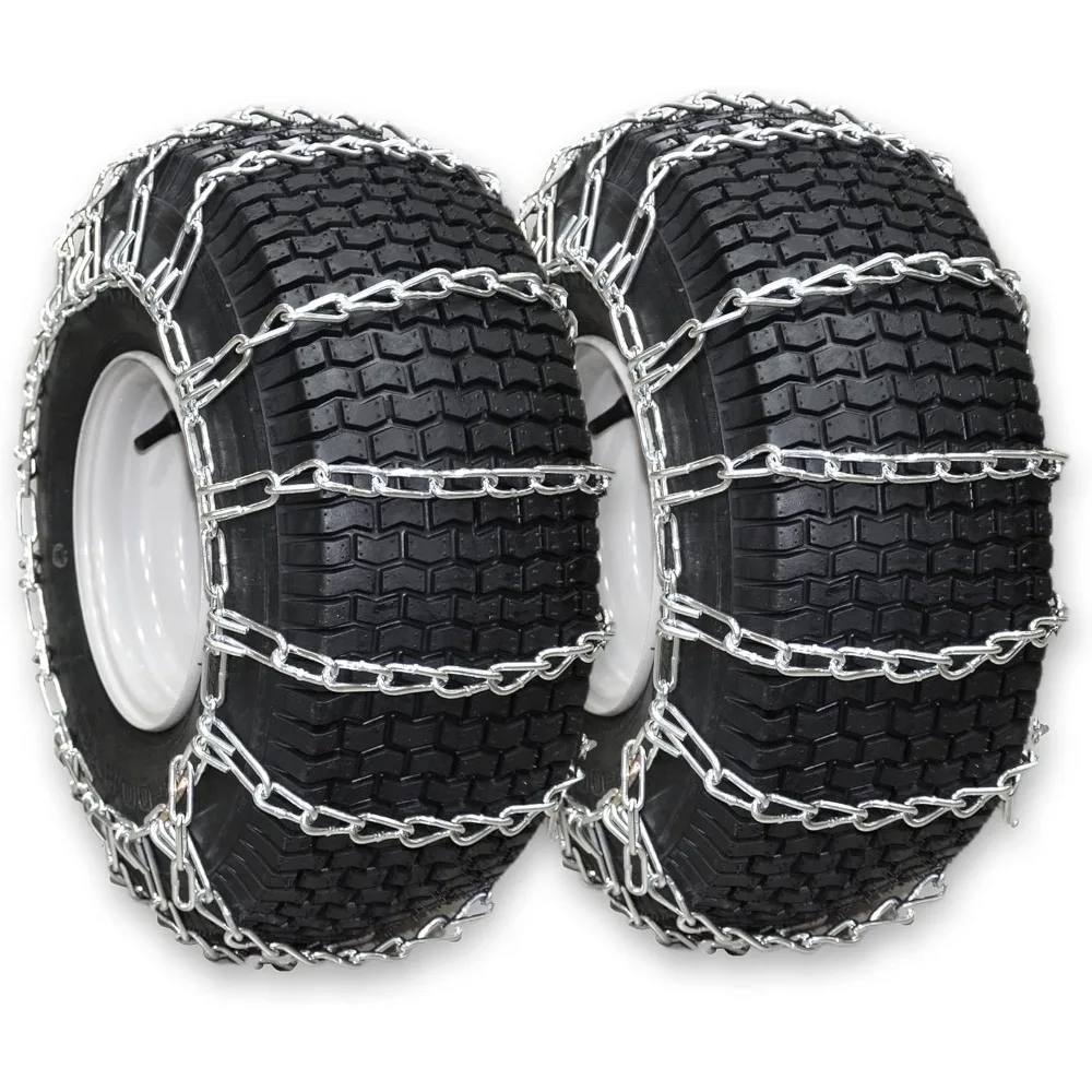 

Snow Tire Chains for Lawn and Garden Tractors, Mowers, and Snow Blowers - 2 Link Zinc Plated Alloy Steel for Enhanced Traction