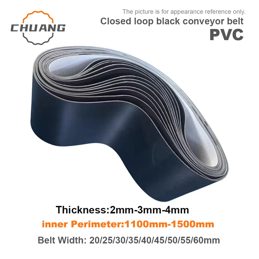 

1100mm-1500mm Matte Black PVC Industrial Transmission Conveyor Belt(Can Customized Size)