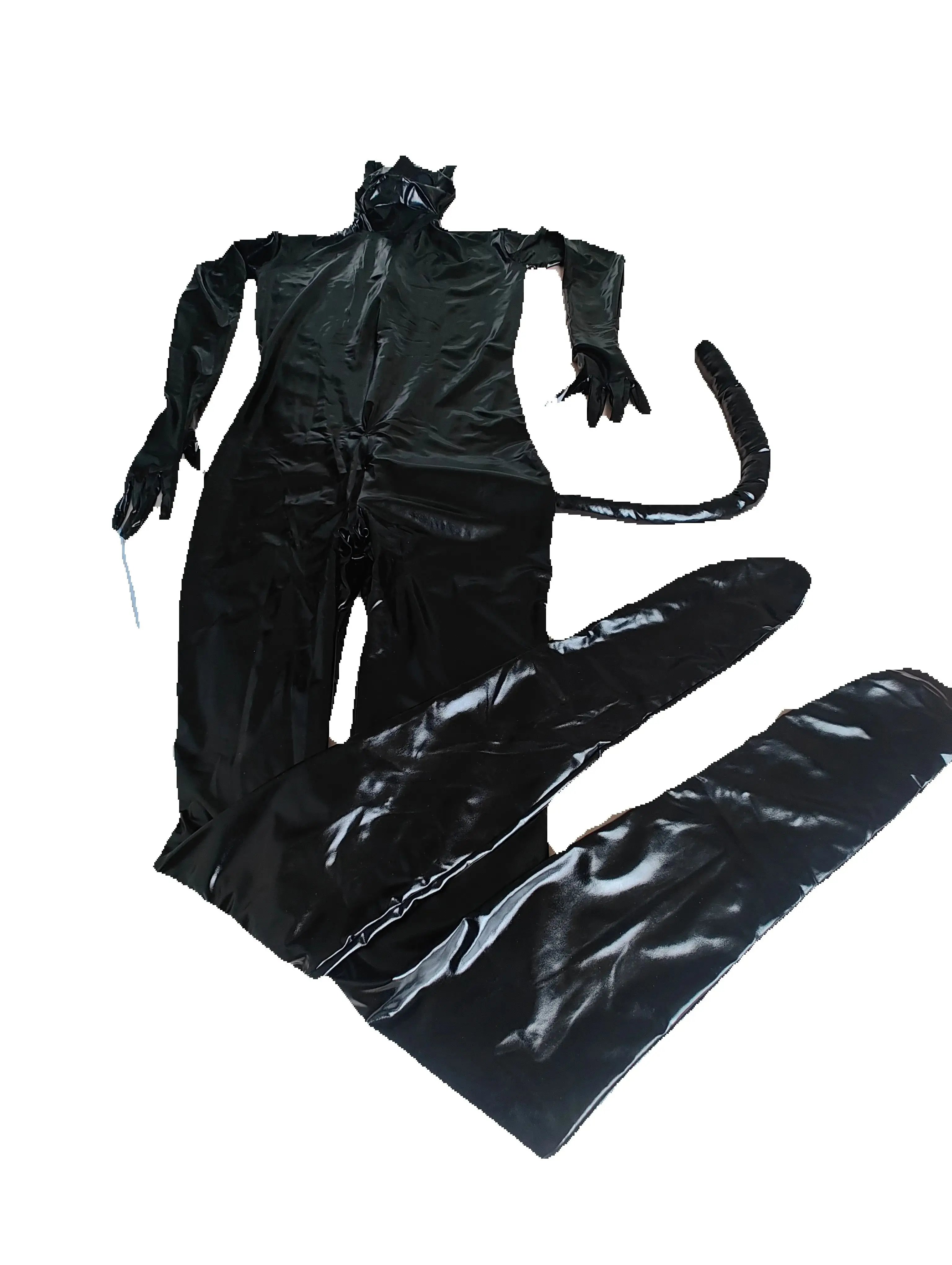 funny-unisex-fancy-dress-black-shiny-metallic-catman-animal-cosplay-zentai-suit-with-tail-for-halloween-party-club-wear-jumpsuit