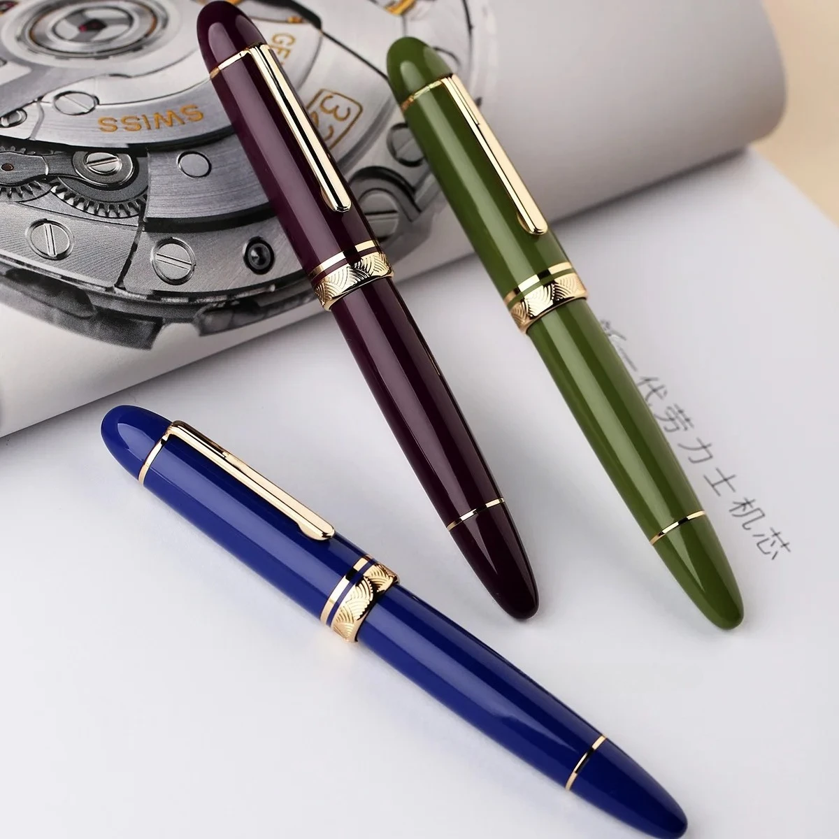 

4 Color Huge MAJOHN P140 NO.8 F/M Nib Acrylic Piston Transparent Fountain Pen Ebonite Feed Large Capacity Ink Writing Luxury Pen