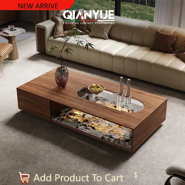 

New Mid-Century Style Luxury Stone Coffee Table for Home Use, Elegant Floor-Standing, Customizable G1218