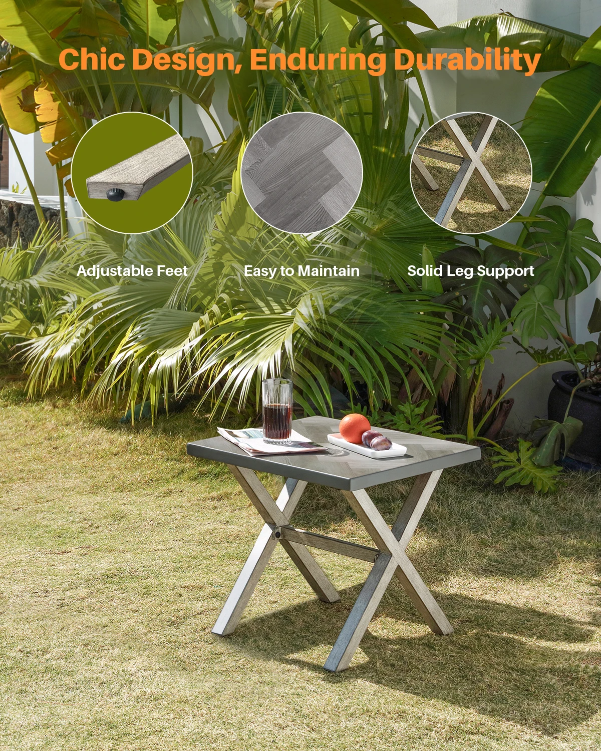 

Lightweight 19''x19'' Aluminum Cube Side Table Durable Compact Resin for Outdoor Accent All-Weather Charm for Hotels Living Room