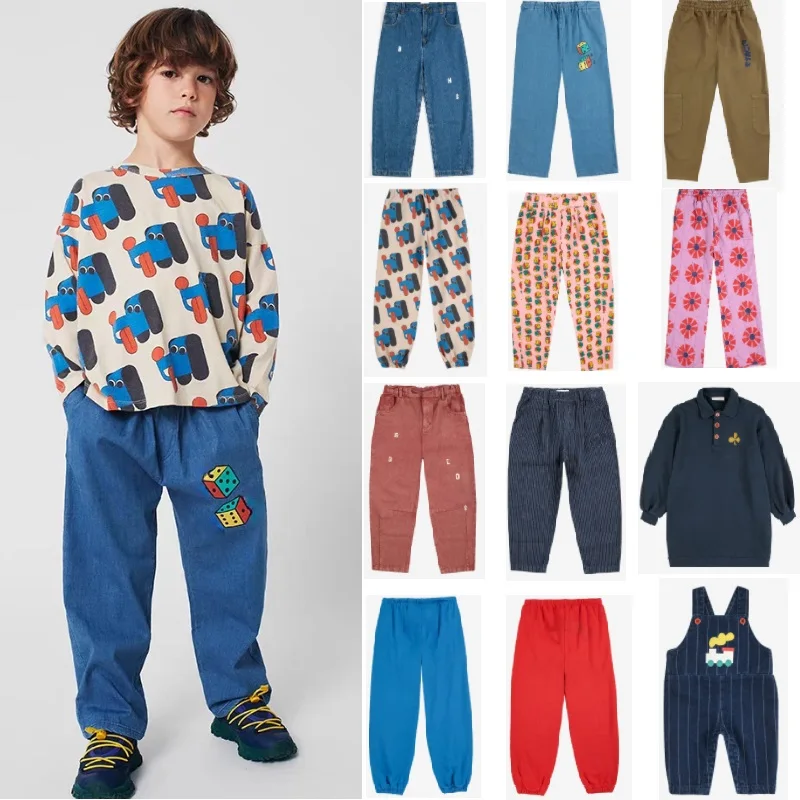 

Children's Pants 2025 Fall And Winter New Cartoon Fashion Boys And Girls Jeans Cotton Padded Warm Sweatpants Cute Strappy Skirt