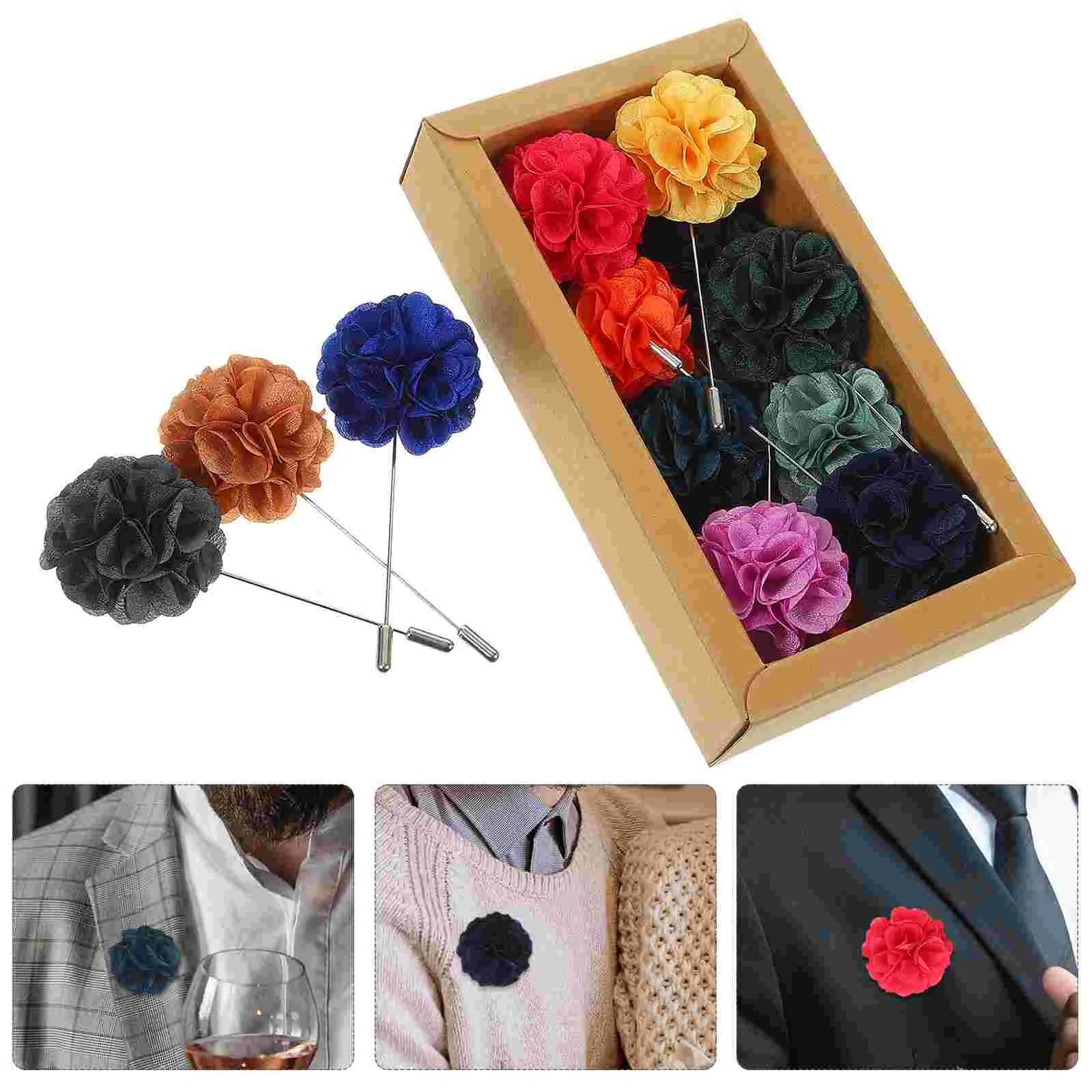 16 Pcs Dress Corsage Men Suit Accessory Decor Brooch Ornament Collar Lapel Pin Modeling Clothes Elegant