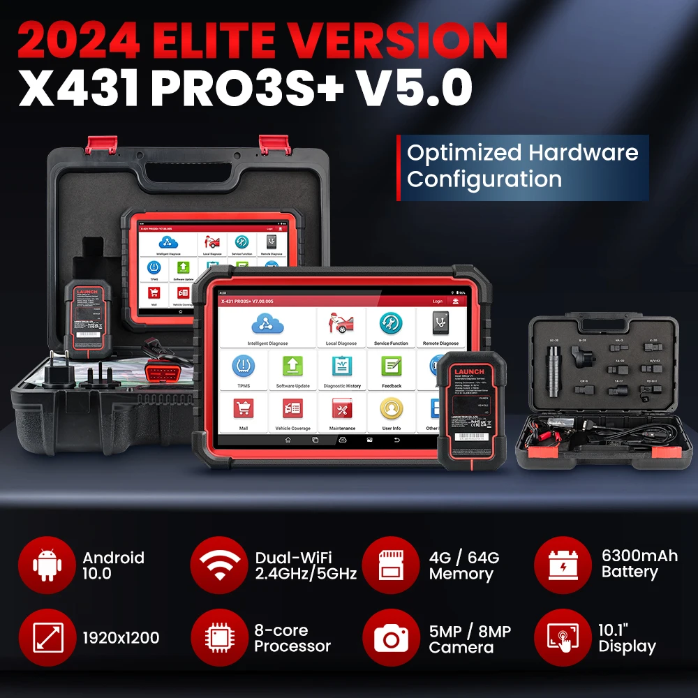 LAUNCH X431 PRO3S+ V 5.0 Full System Diagnostic Tools OBD2 Scanner 60+ Reset Functions ECU Coding Active Test CANFD 2 Years Free