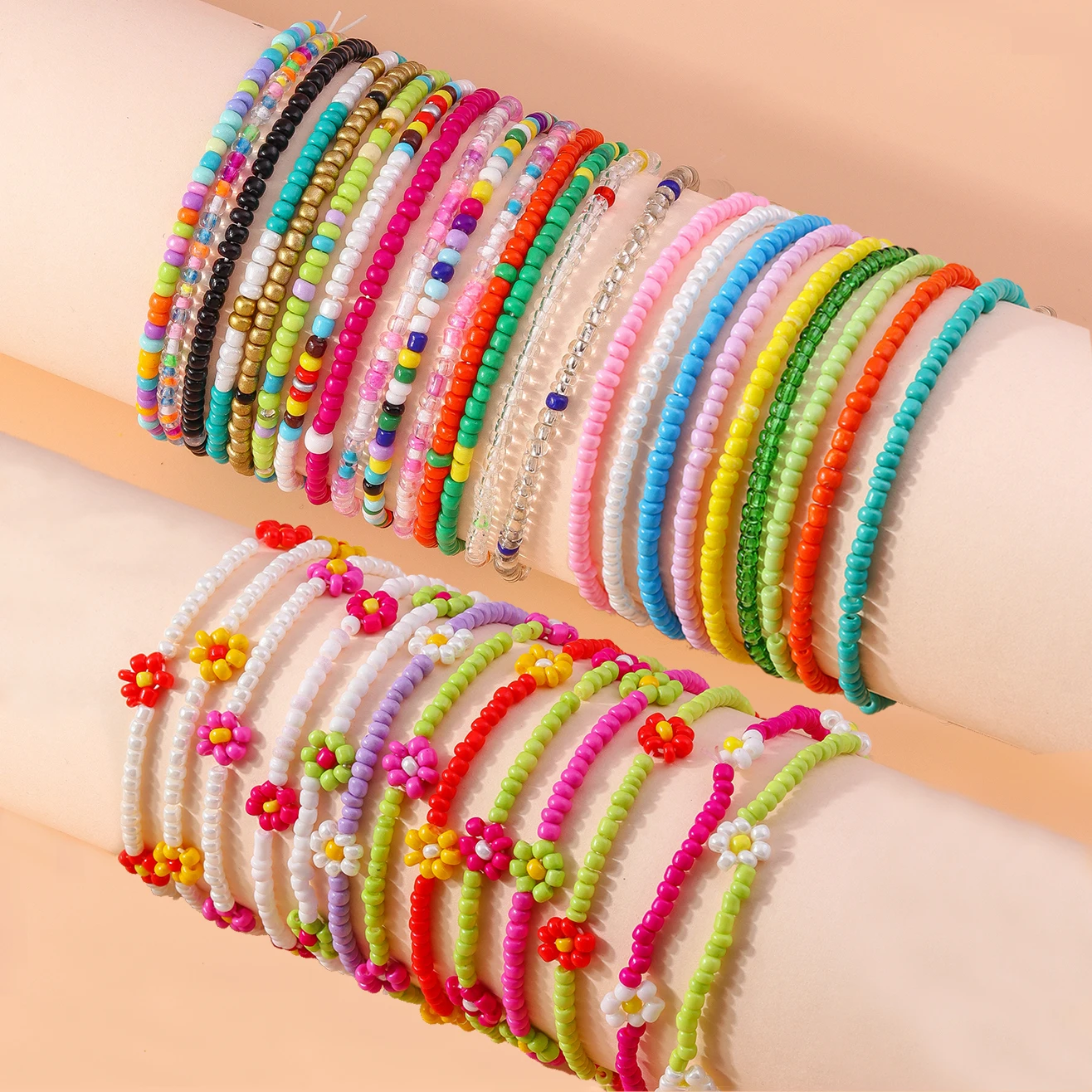 Aihua Handmade Colorful Seed Bead Flowers Charms Bracelet For Women Kids Bohemia Friendship Bracelet Beach Party Gifts view 4