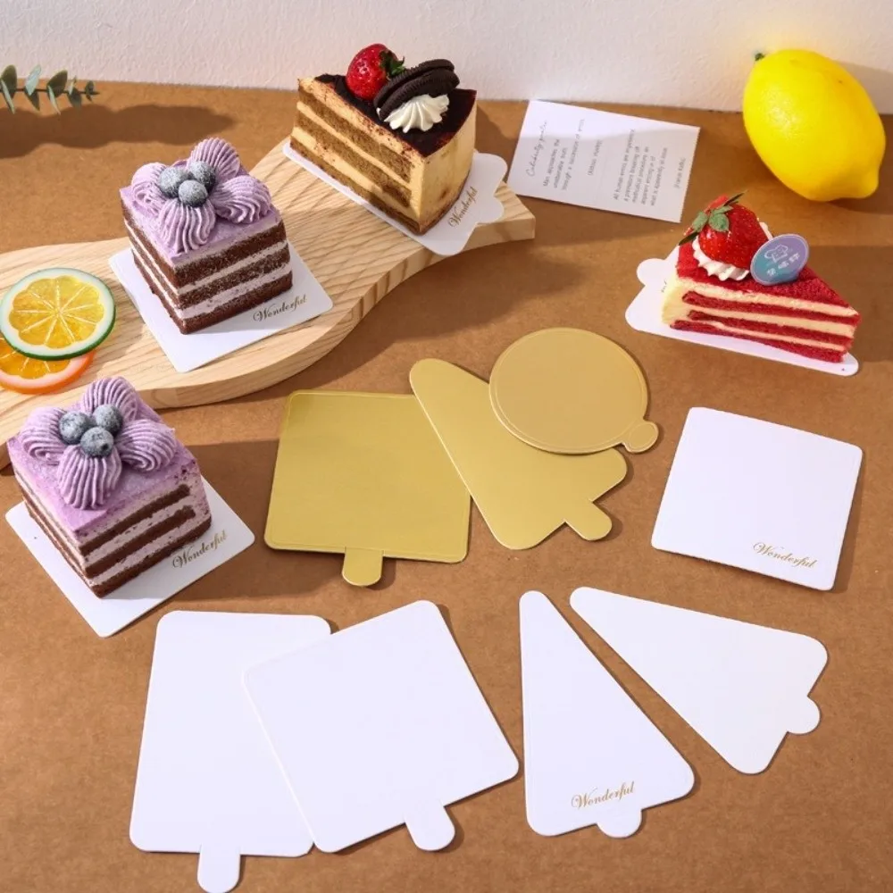 50/100pcs Disposable Dessert Boards Golden White Round Square Mousse Cake Base Thicken Paper Cupcake Display Trays for Parties