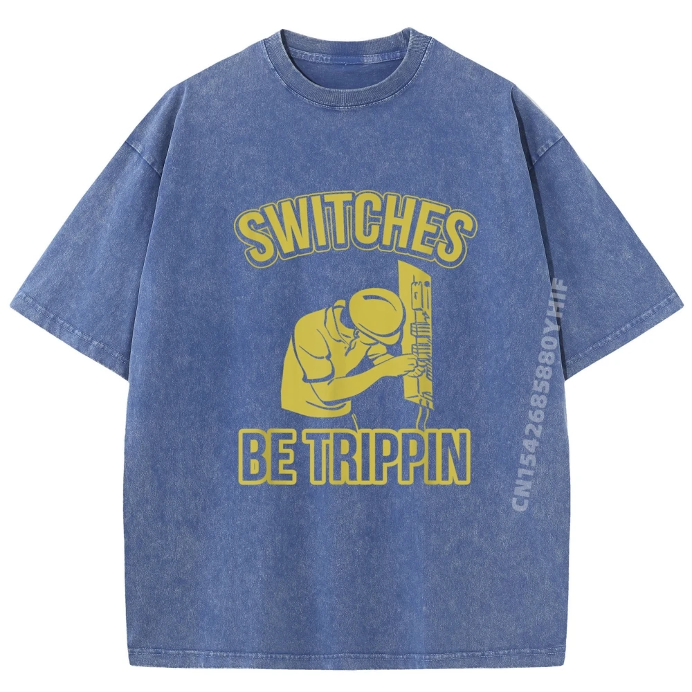 رجل مطبوعة تيز مفاتيح يكون تريبين مضحك ماستر كهربائي فيوز صندوق الجرافيك تي شيرت الرجال خمر غسلها تي شيرت