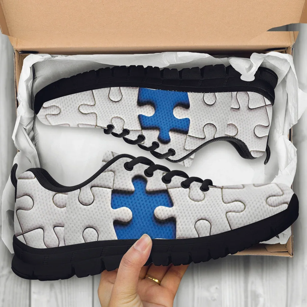 Autism Awareness Designs Luxury Brand Sneakers Puzzle Print Footwear World Autism Awareness Day Casual Sneaekrs