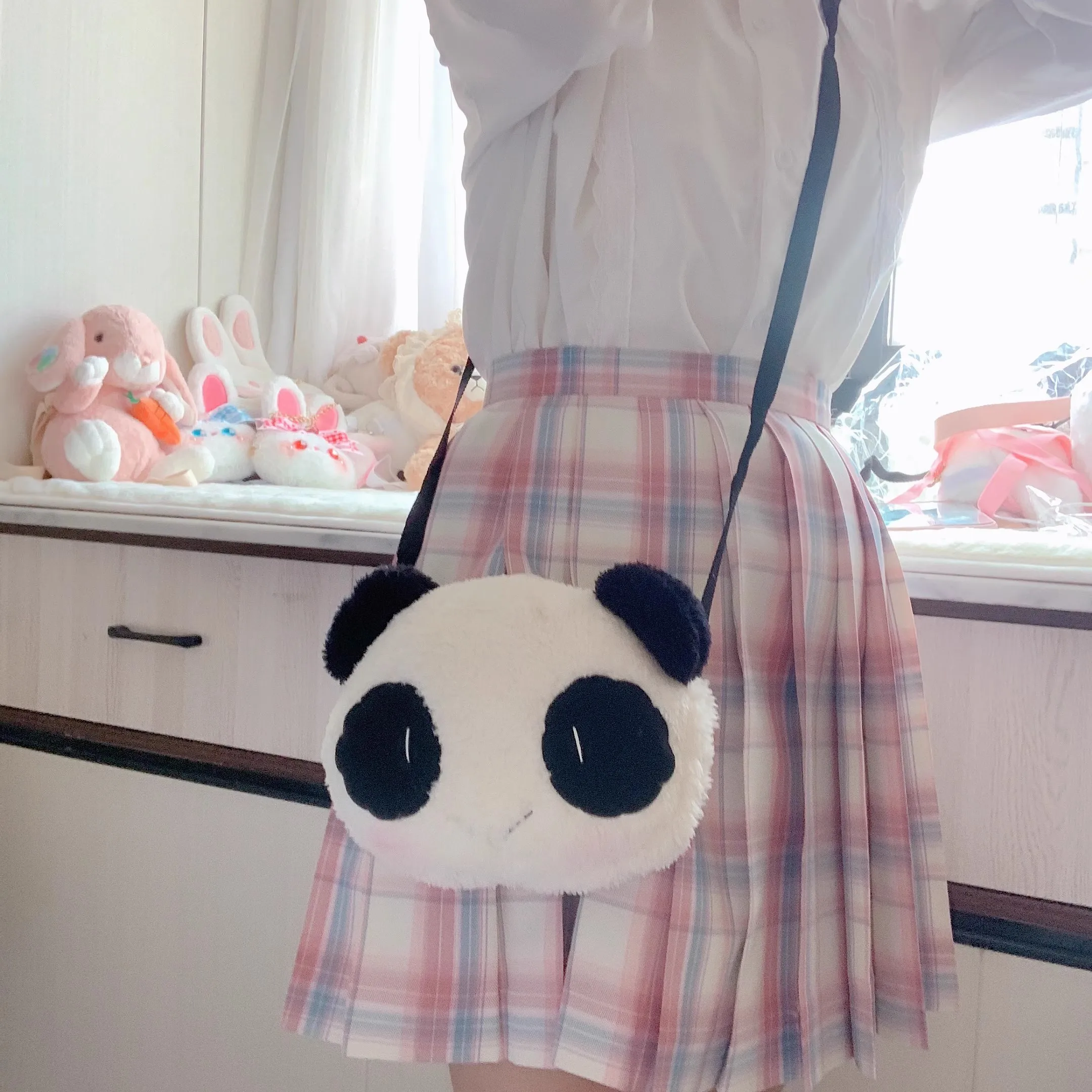 Panda Crossbody Bag Plush Toy Stuffed Doll Cartoon Animal Satchel Coin Key Purse Wallet Storage Package Boy Girl Birthday Gift