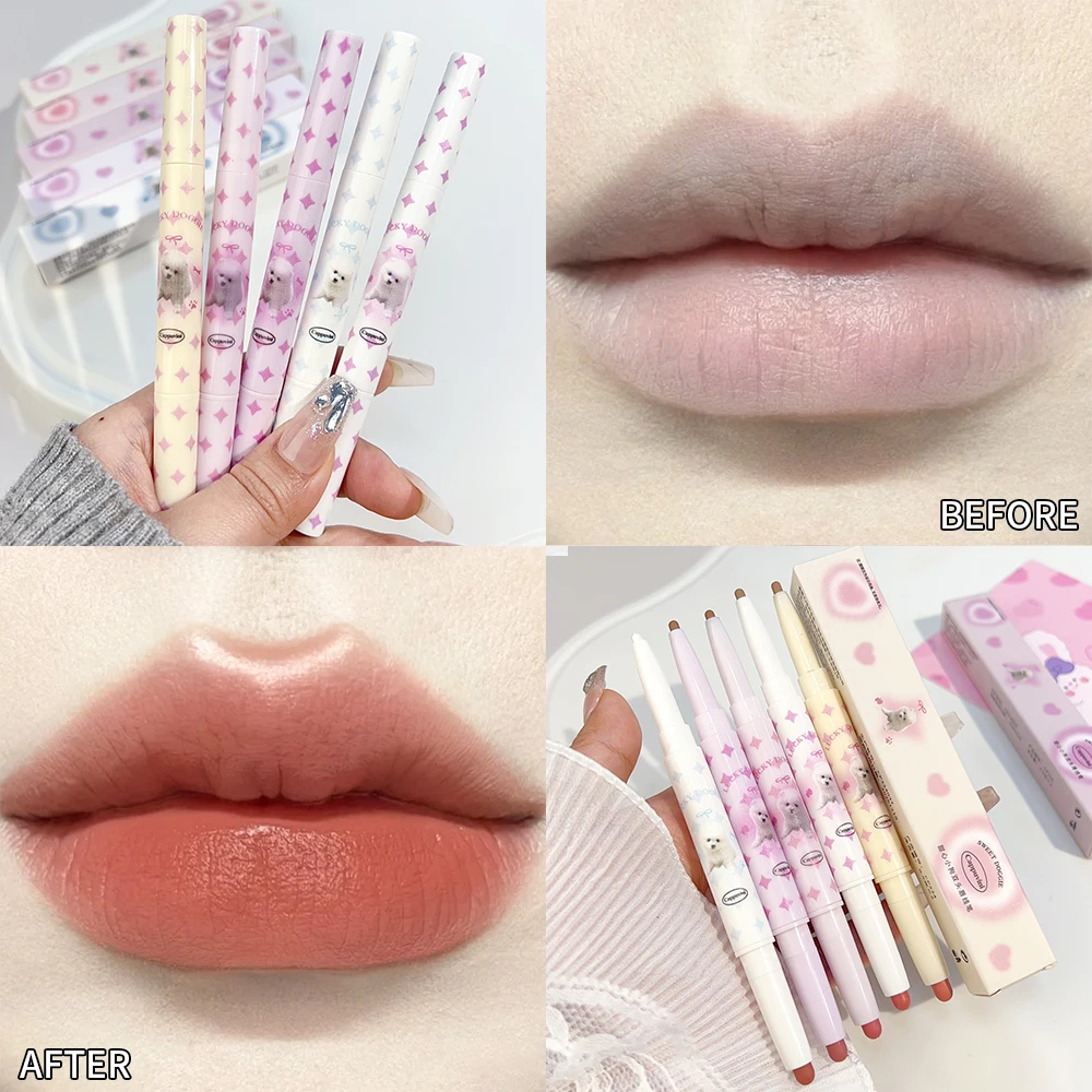 Double-ended Lip Liner Pencil Matte Sexy Nude Pink Red Contour Tint Lipstick Waterproof Long Lasting Brown Lip Liner Lips Makeup