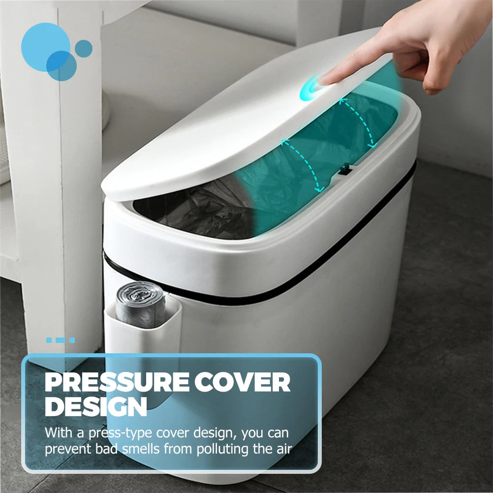 

10L Household Trash Can With Press Lid Compact Odor Proof Garbage Bin For Kitchen Bedroom Bathroom Home Hotel Use