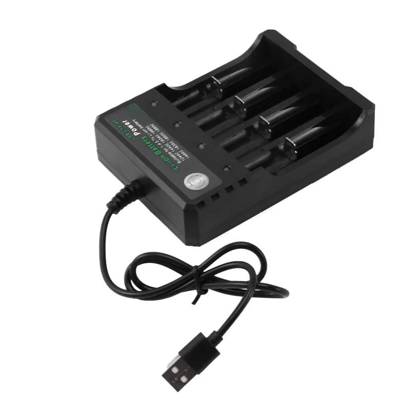 ABGI-3X Rechargeable 4-Slot Battery Charger Li- USB Smart Fast Charger For 18350 18500 18650 Battery Aaa Li- Battery