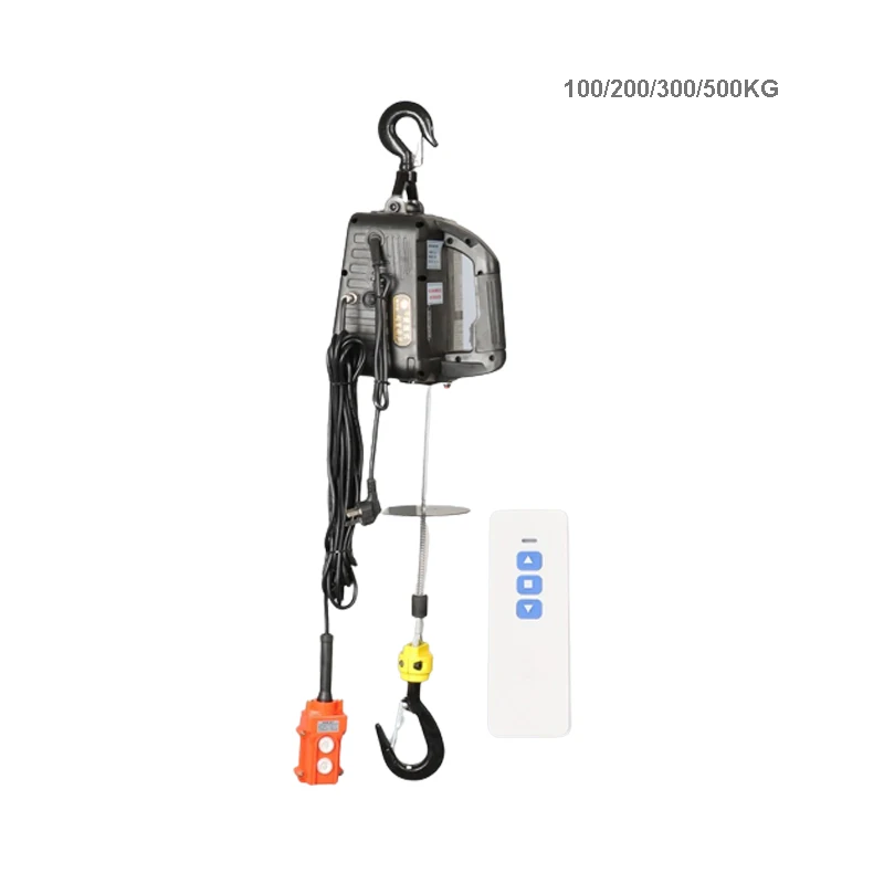 Portable Electric Hoist Electric Winch Wireless Remote Control 220V/110V Small Crane Home Decoration Crane Lifting Winch