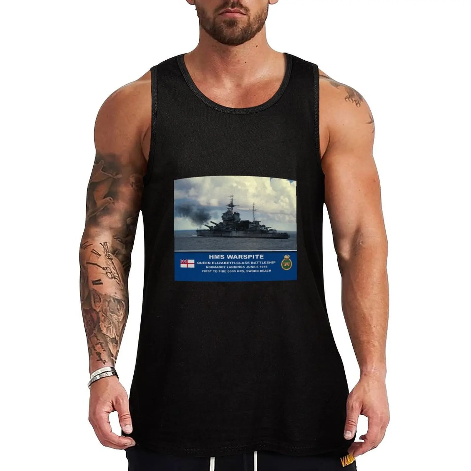 HMS Warspite Battleship Tank Top Vest gym Men's t-shirts gym clothes men