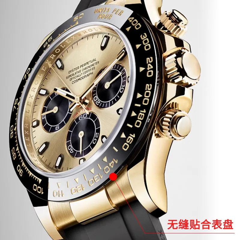 For Rolex Daytona Black Green Water Ghost Log Watch Arc Interface Solid Stainless Steel Silver End Link Waterproof Accessories
