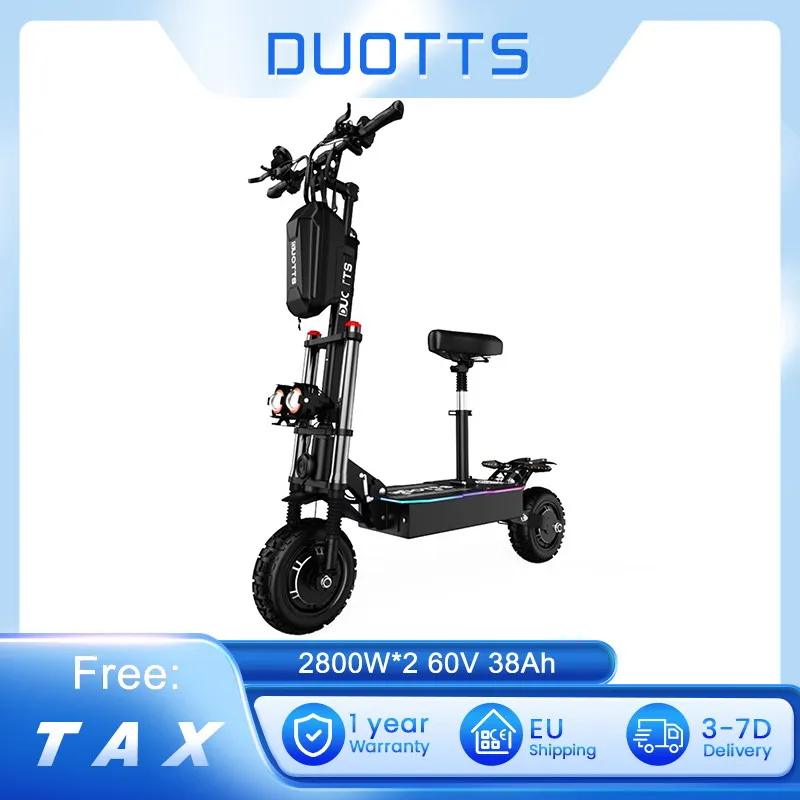 DUOTTS D88 Electric Scooter 11“ Off-Road Tires 2800W*2 Dual Motor 85Km/h Max Speed 60V 38Ah Battery 100KM Range 150KG With Seat