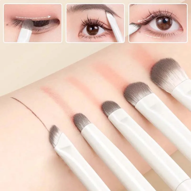 5/6/8/10pcs Natural Eye Makeup Brushes Set Detail Eyeshadow Contouring Brush Ultra Soft Blending Eyeliner Brow Brush Makeup Tool