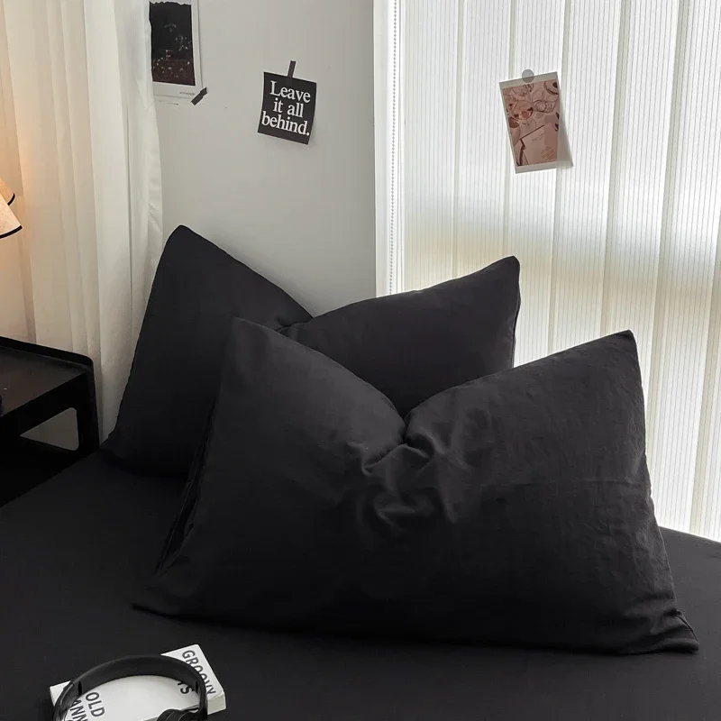Pure Black Duvet Cover Microfiber Solid Color Bedding Set,3pcs Comforter Cover Home Bedroom Decor Quilt Cover with 2 Pillowcase