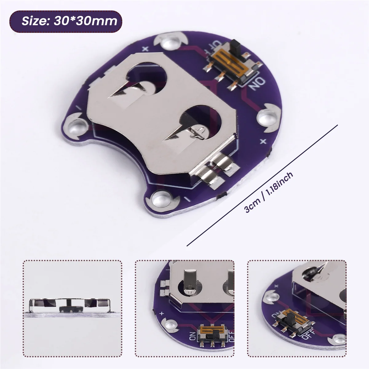 Suporte de bateria de célula tipo moeda N89R 2 X para CR2032 - com interruptor (2 unidades)