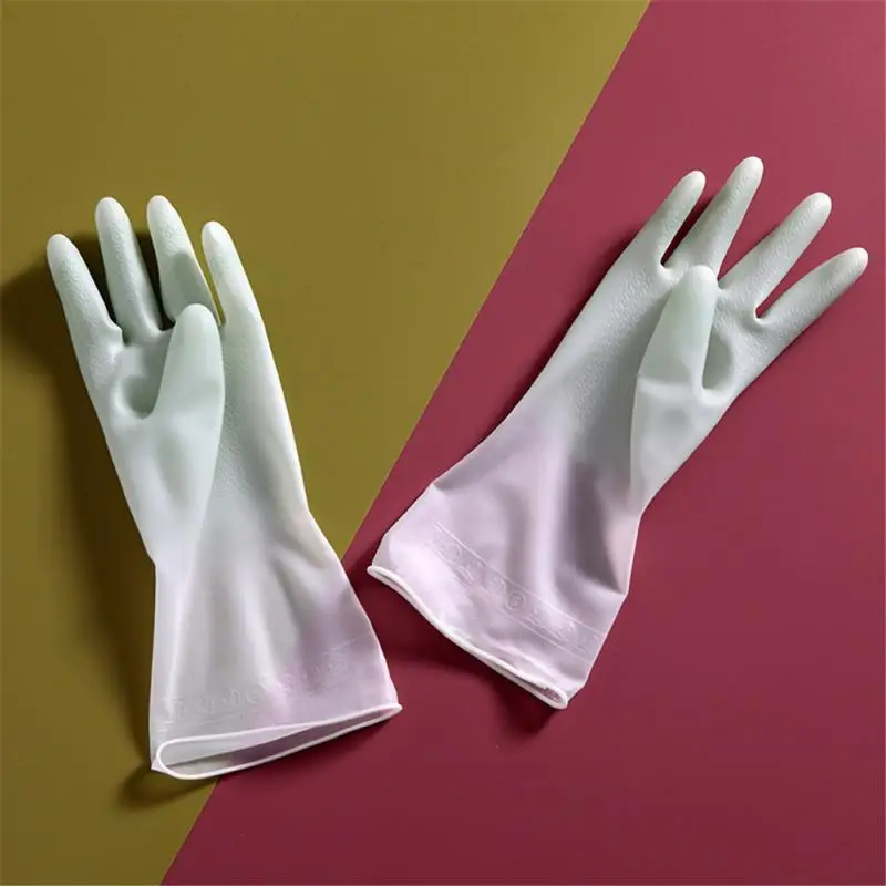 Two-color Gloves Dishwashing Gloves Women's Kitchen Rubber Latex Laundry Waterproof Plastic Rubber Cleaning Tools Kitchen