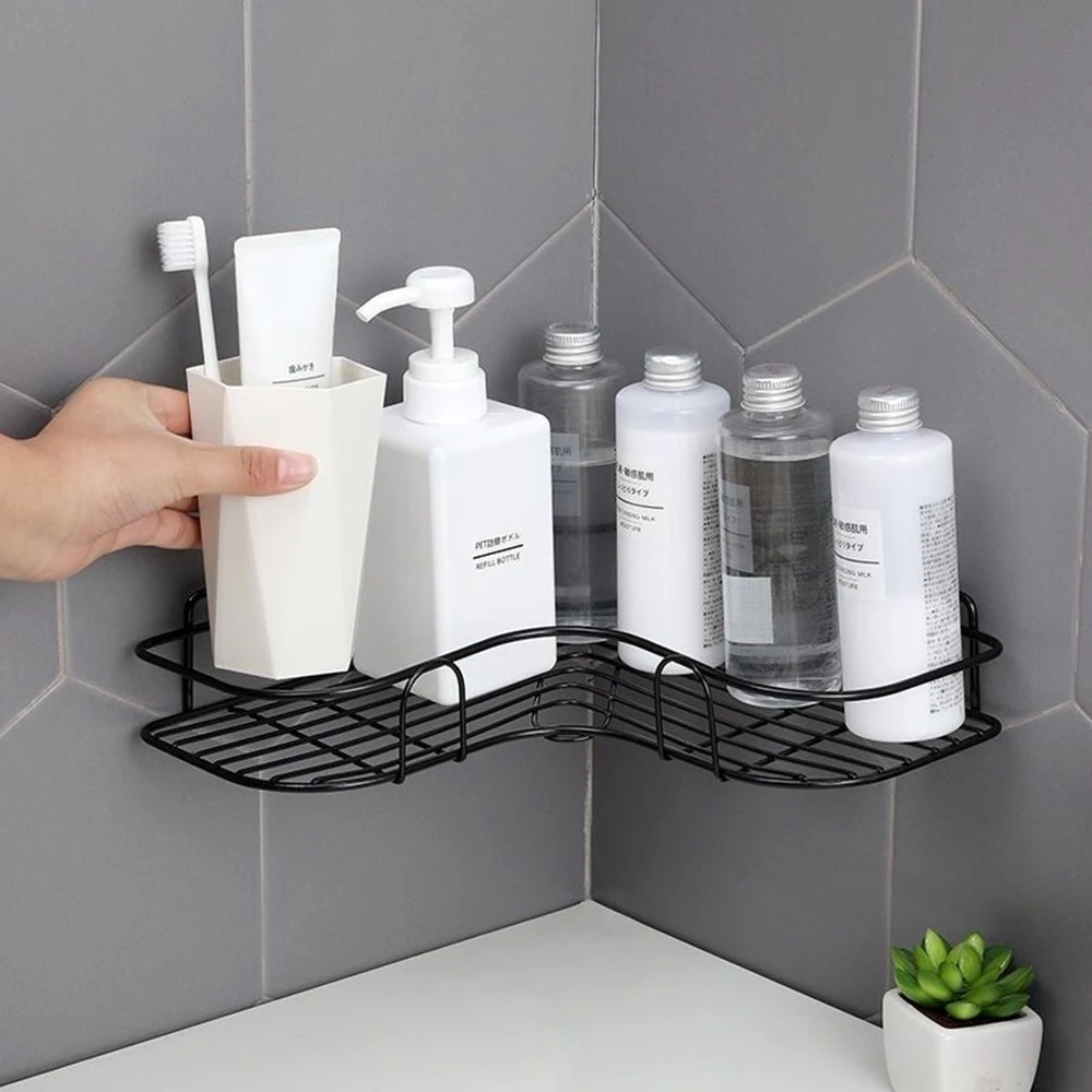 1/2PCS Bathroom Shelf Shower Wall Mount Shampoo Storage Holder With Suction Cup No Drilling Kitchen Storage Bathroom Accessories