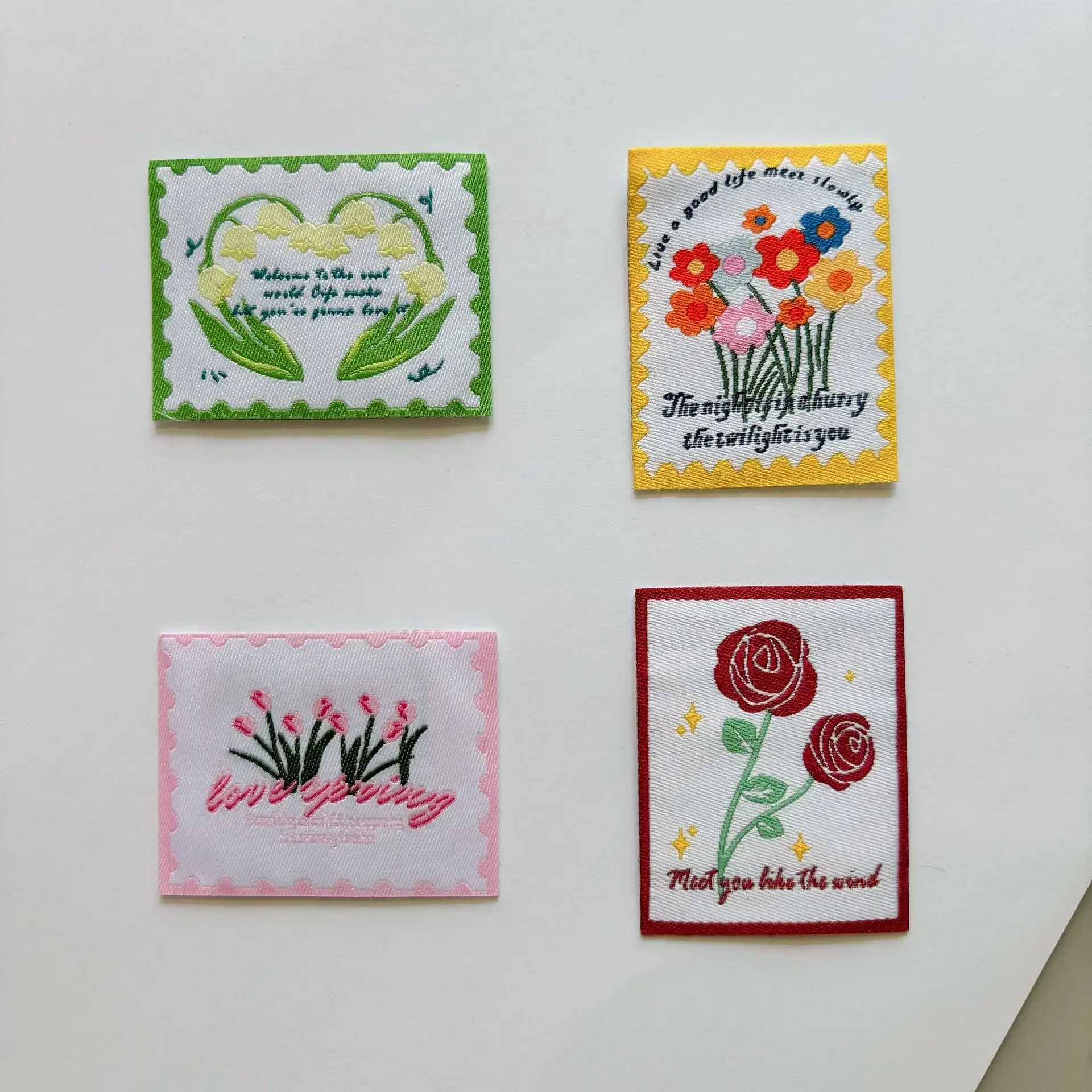 Flower stamp woven label small fresh hair accessories luggage shoes and socks matching materials handmade diy stickers