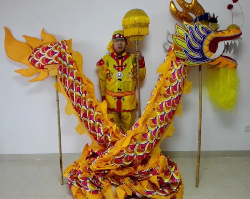 Chinese Dragon Dance Costume 10m Silk  8 Players size 5 Game New Year Children Interactive Outdoor Creative Sports Toys