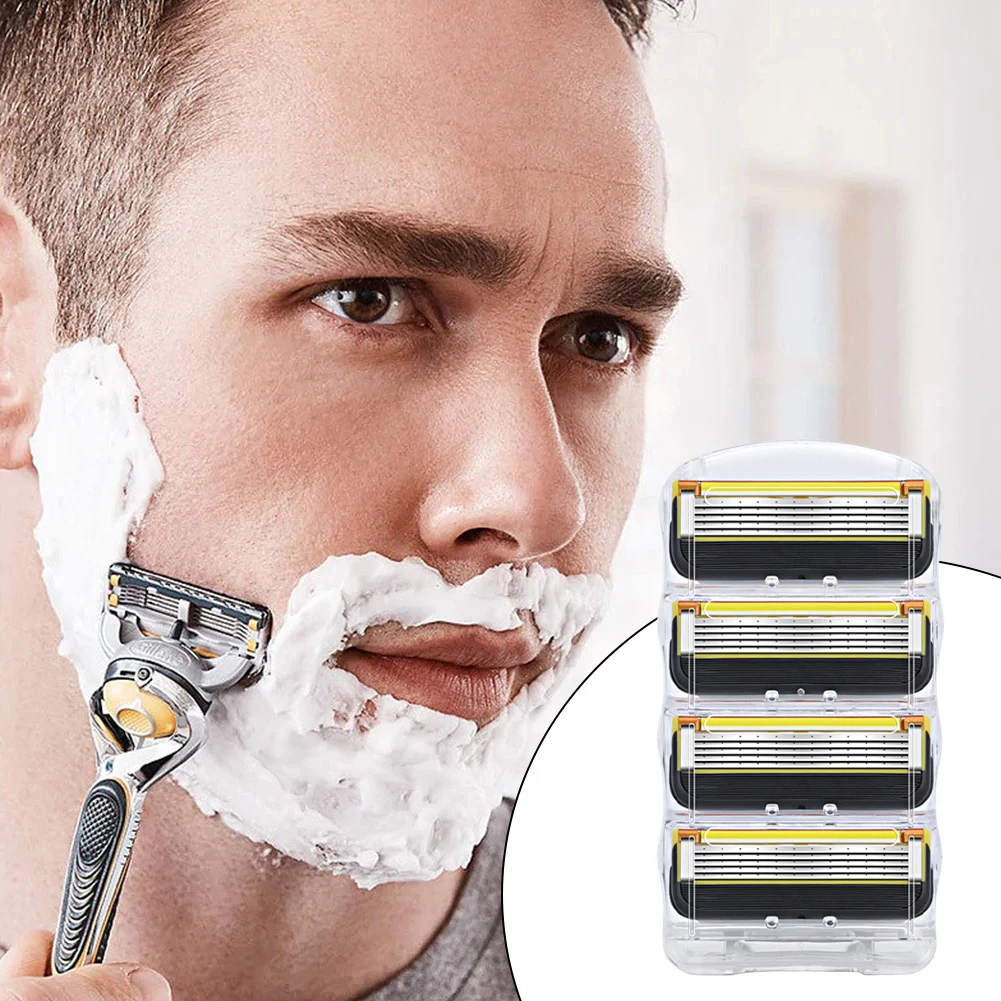 4pcs Shaving Blades Replacement Stainless Steel Shaver Blades Safe for Gillette Fusion Proglide for Men Friends Lovers Families