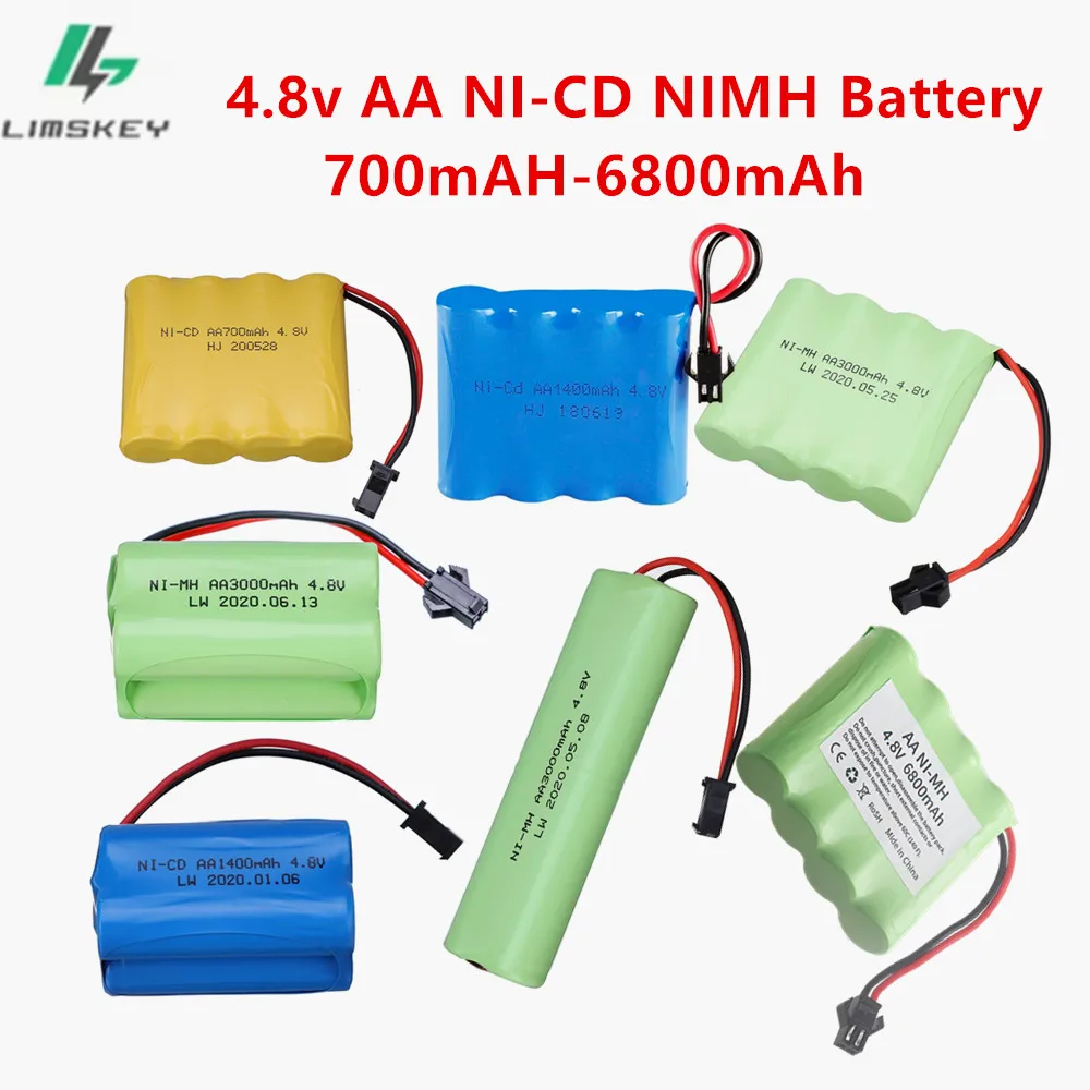 NiCD NiMH 4.8v 700mAh/1400mAh/1800/2400/3000mAh 3500mAh/5000mah/6800mah Battery For Rc Cars Boat Ship Toys AA 4.8 v Battery Pack