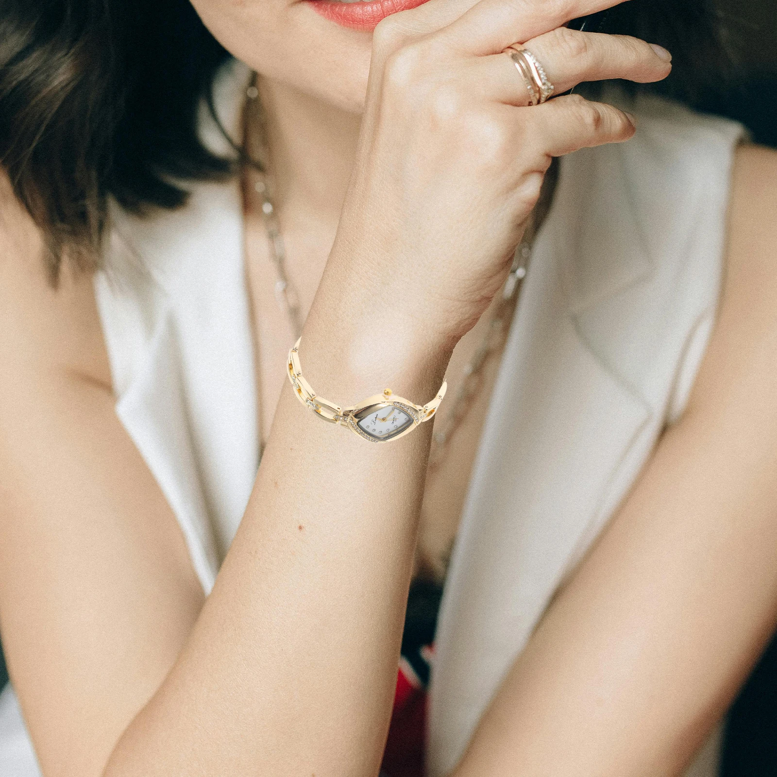 

Rhinestone Watches Women Quartz Wristwatch Silver Stainless Diamond Bracelet Fashion Ladies Bangle Timekeeping Gift