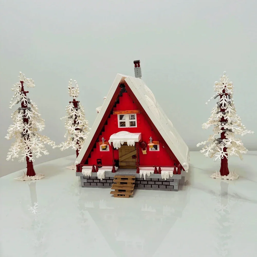 Street View City Santa Cabina Building Blocks Casa in legno Modello Mattoni Neve Inverno Foresta Vista Giocattoli modulari per ragazzo Regalo di Natale MOC