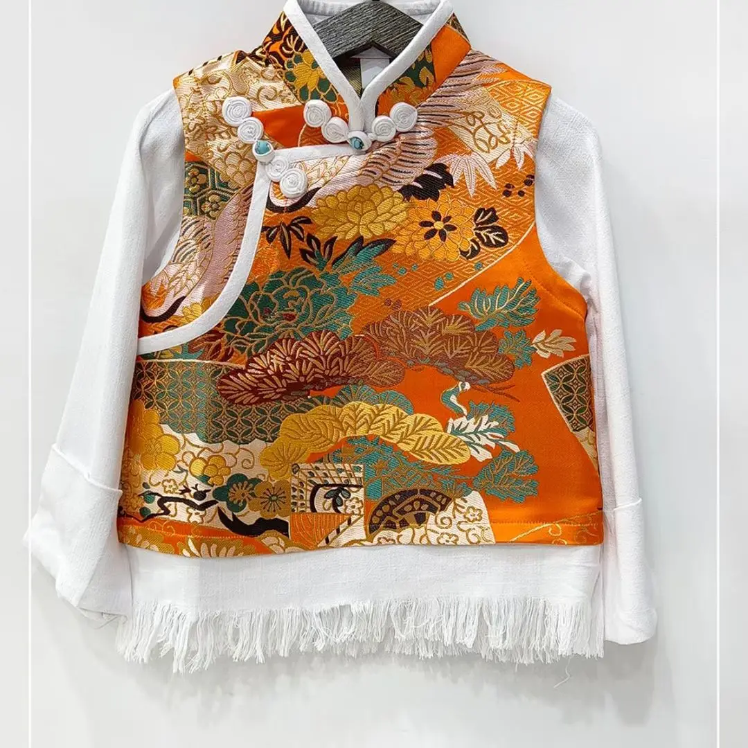 

Куртка для мальчиков и девочек, простой универсальный топ в этническом стиле, тибетский топ