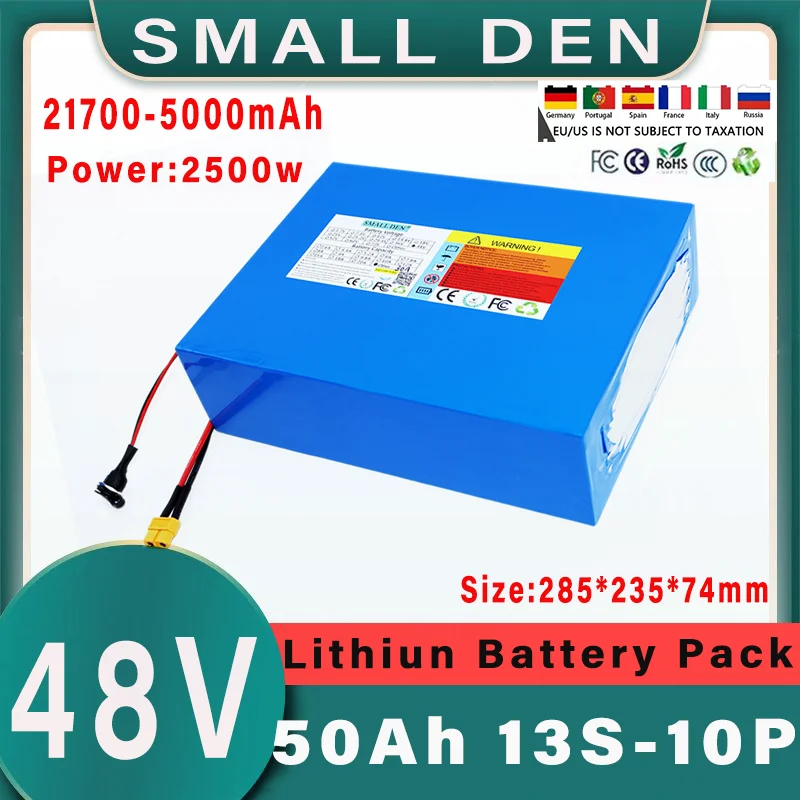 

48V 50Ah 21700 13S 10P Lithium ion Battery Pack 2500W Electric Tool Outdoor Backup Battery with 50A BMS Rechargeable Battery