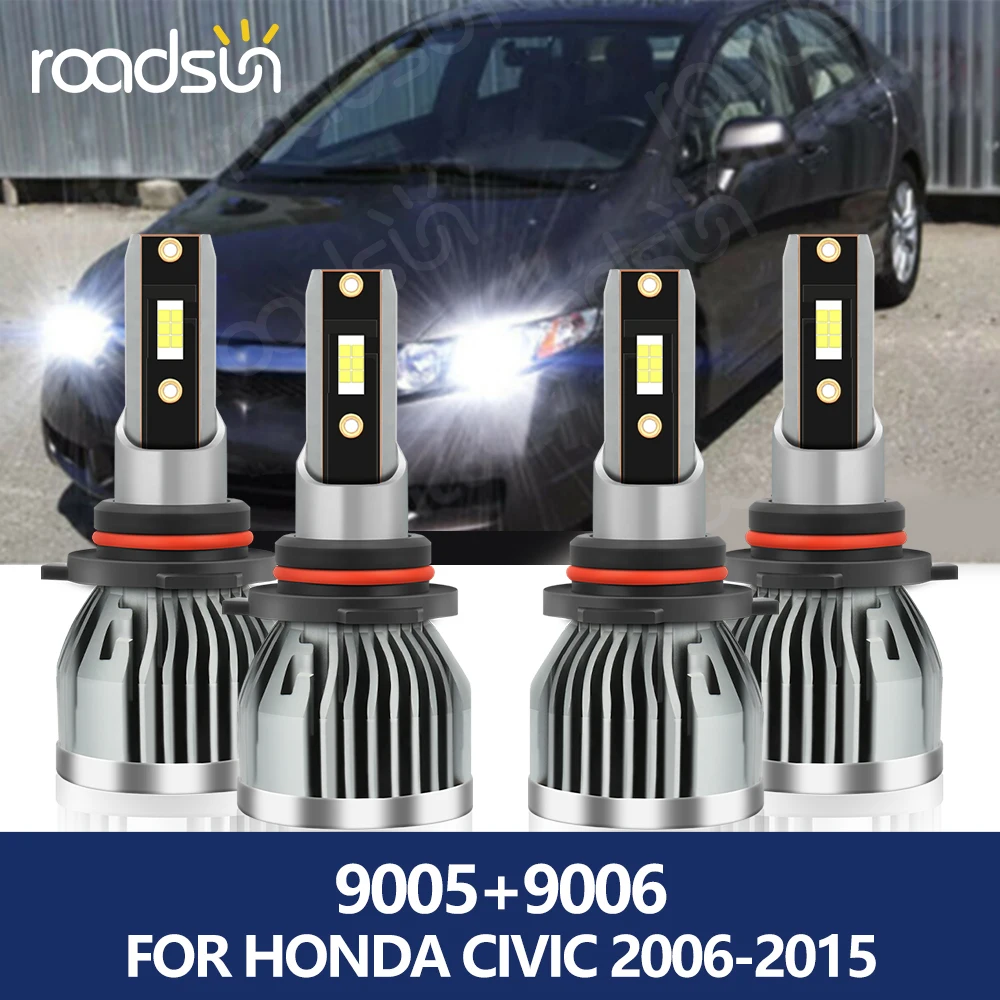 4Pcs 9005 Car Light 30000LM HB3 9006 HB4 LED Headlight 6000K CSP Chip for Honda Civic 2006 2007 2008 2009 2010 2011 2012 13 2015