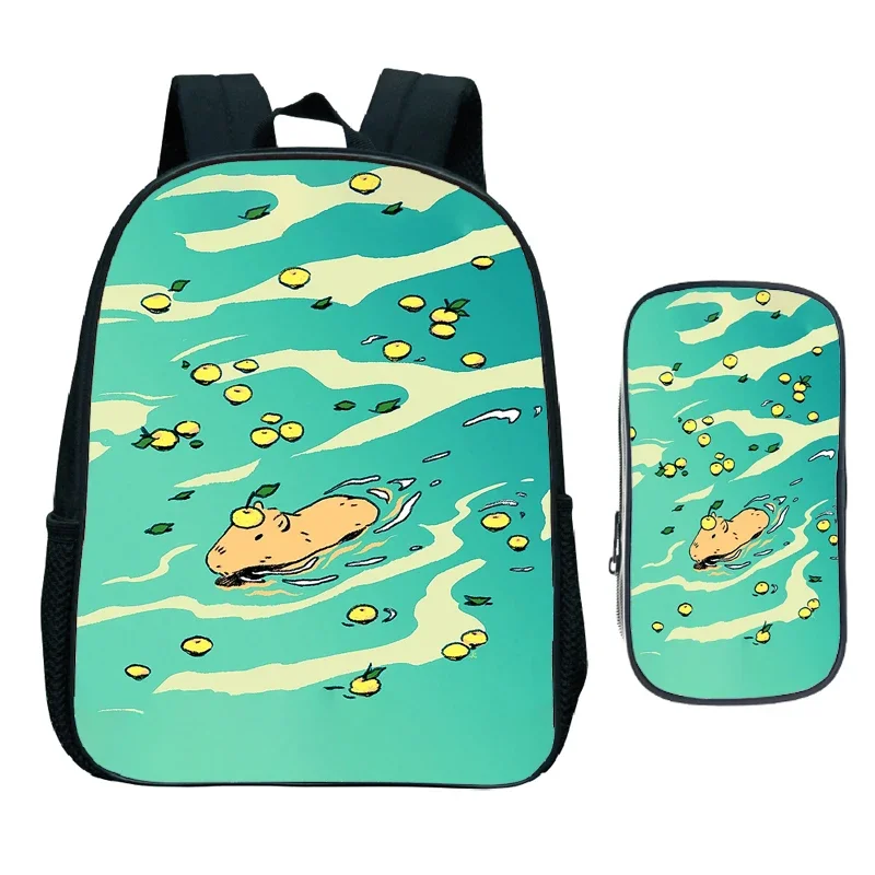 

2pcs Capybara Backpacks for Toddler Cartoon Fluffy Capybara Children's Kindergarten Schoolbag Kids Book Bags Boys Girls