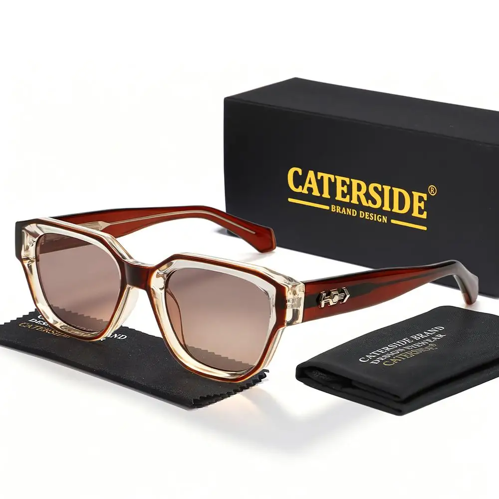 CATERSIDE Retro Herren-Sonnenbrille, quadratisch, dicker Rahmen, Bügel aus Cellulosepropionat, Sonnenbrille für Damen, Outdoor-Fahrbrille – Detail 11