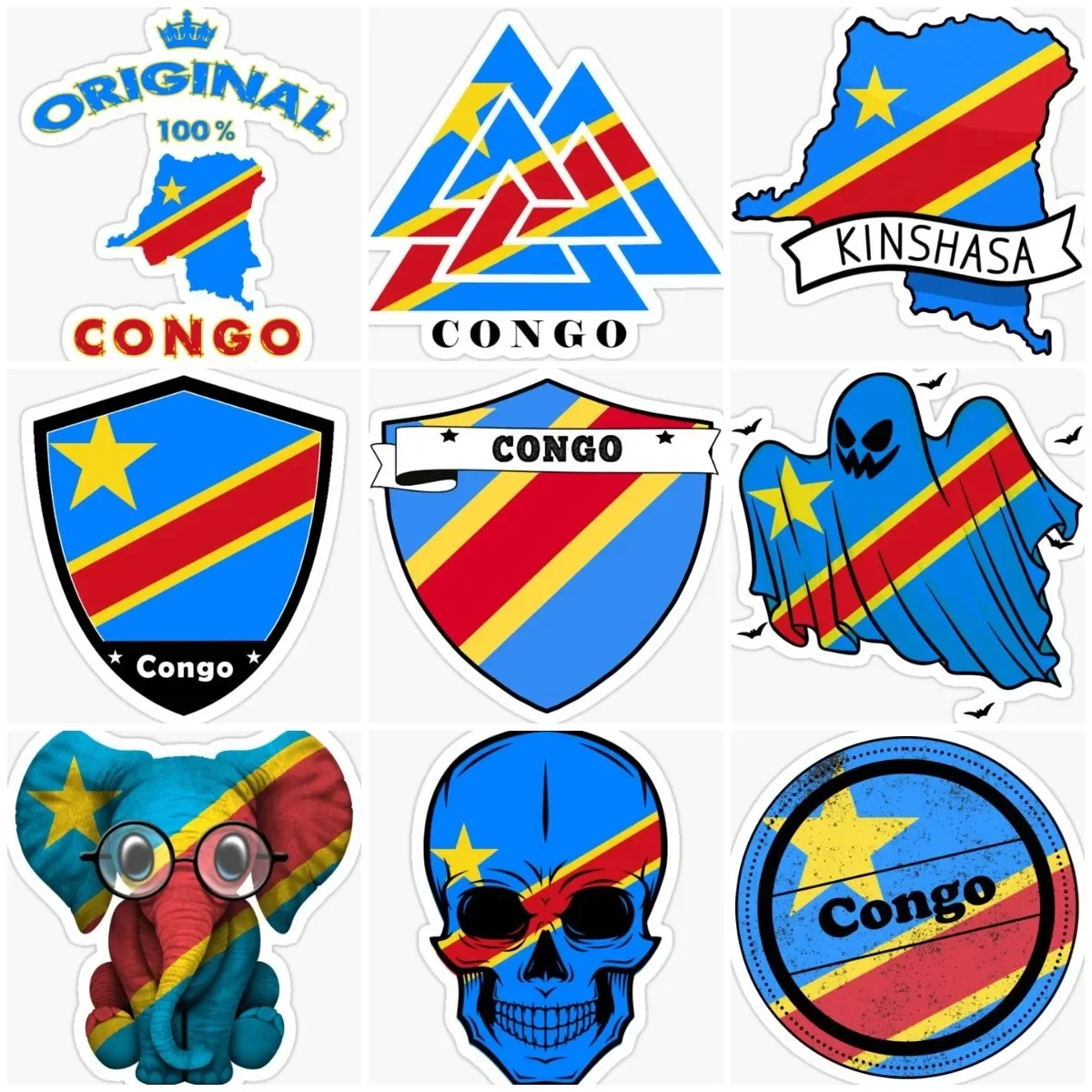 

Congolese Flag Map Creative Sticker Bumper Laptop Window Wall Car Truck Moto Bicycle Van Glass Helmet Camper Decal Customizable