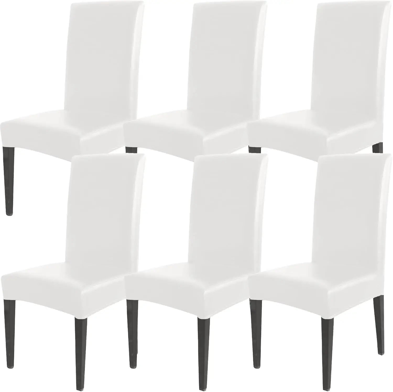 

Dining Chair Covers, Solid Pu Leather Waterproof Oilproof Dining Chair Protector Cover Slipcover (White, 6 Pack)